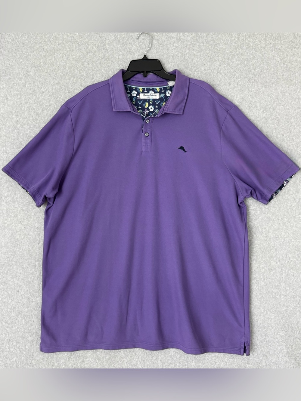 Tommy Bahama Island Zone Polo Shirt Mens 3XLT  Tall Purple Short Sleeves Supima